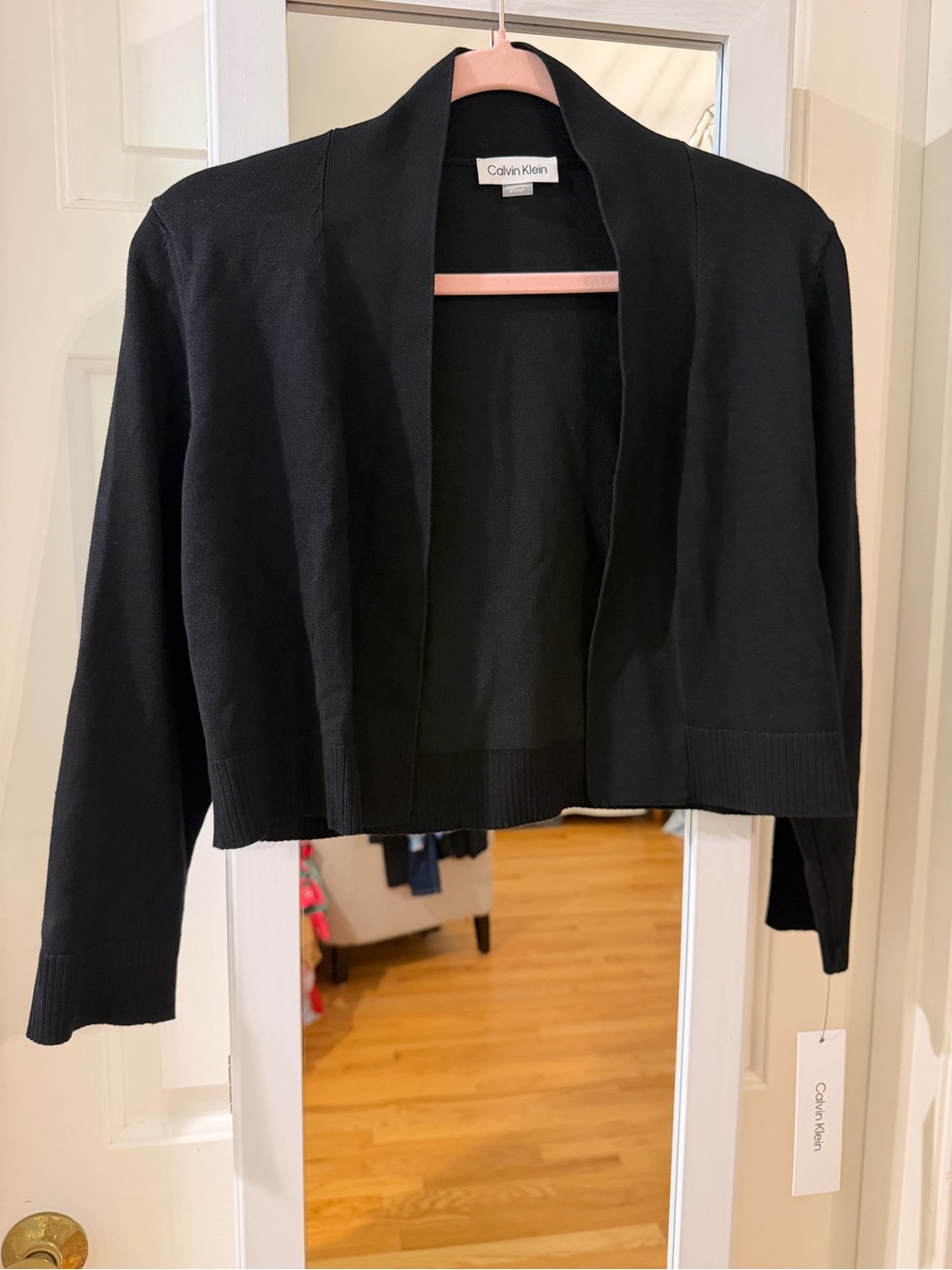 Calvin Klein Black Open-Front Cropped Women's Cardigan Jacket